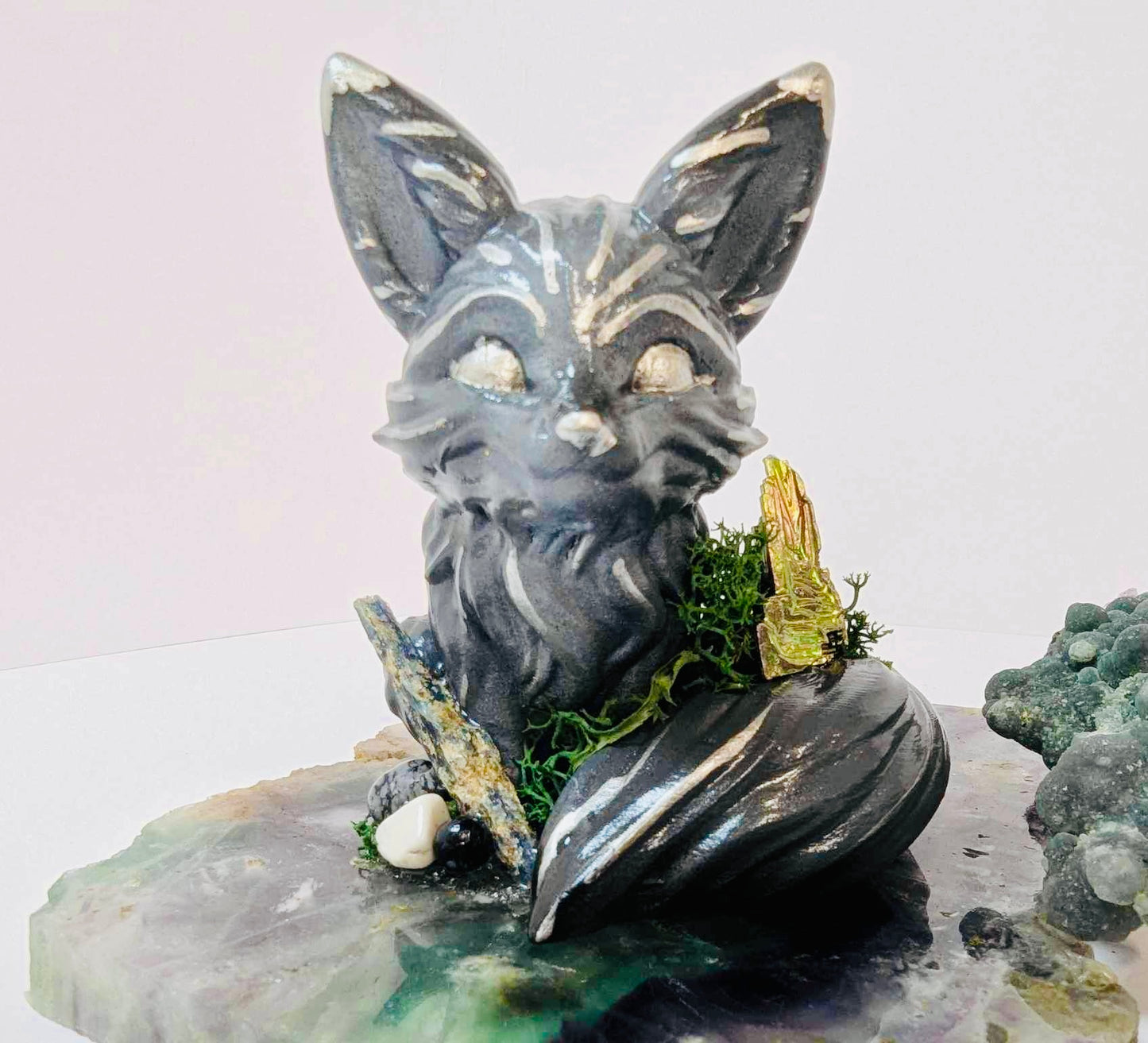 Magical grey and silver crystal Fennec fox 8cm