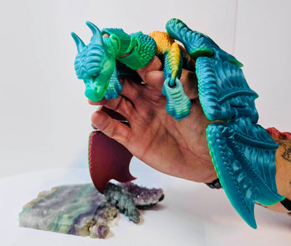 Dragon articulated hand puppet rainbow