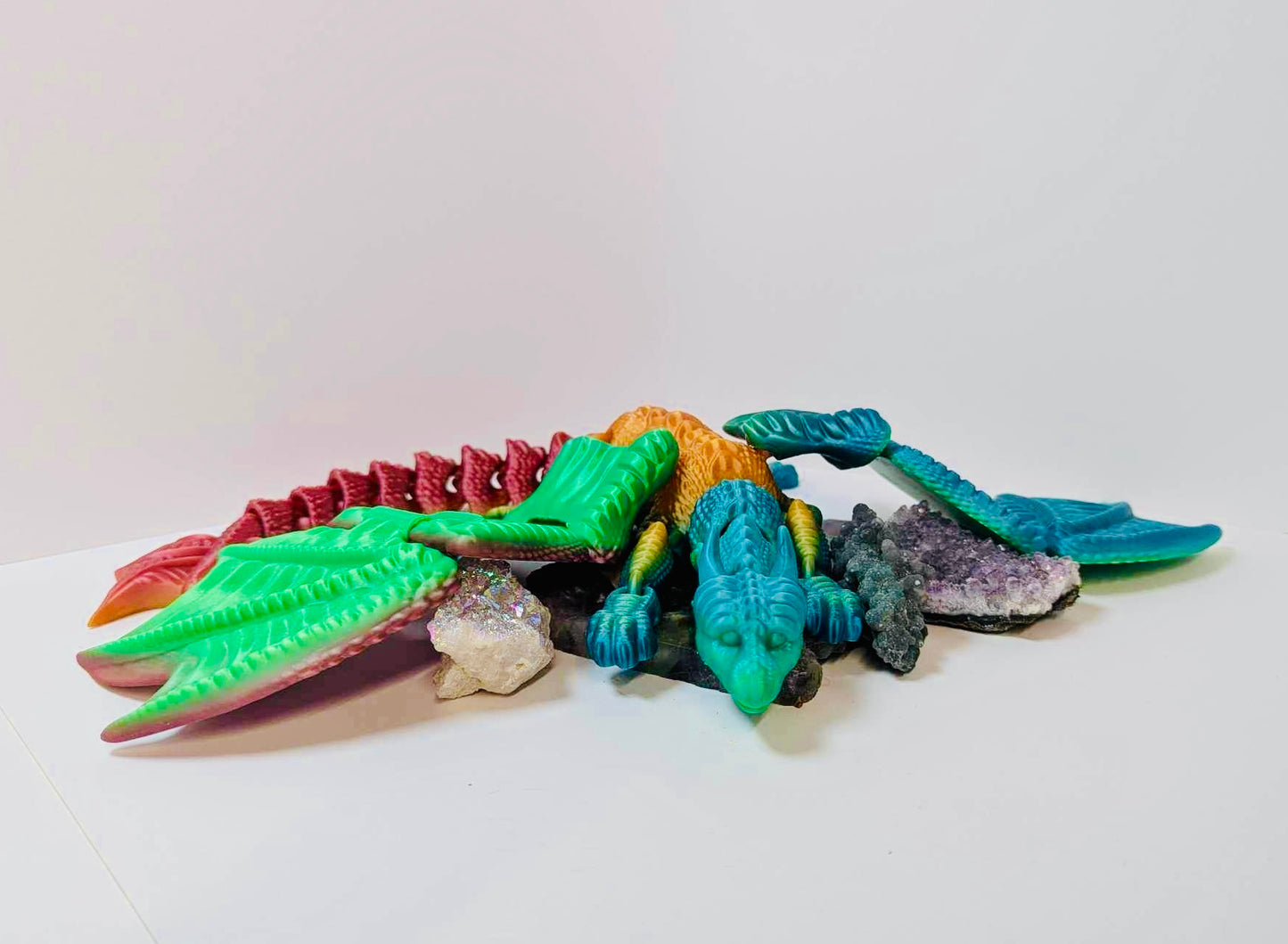 Dragon articulated hand puppet rainbow