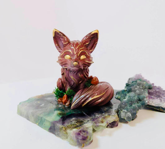 Magical red and gold crystal Fennec fox 6cm