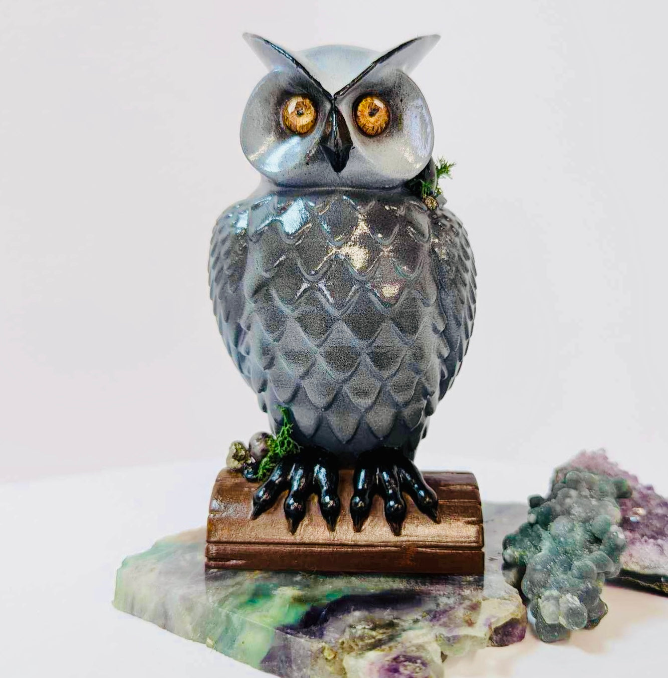 Crystal grey owl 15cm