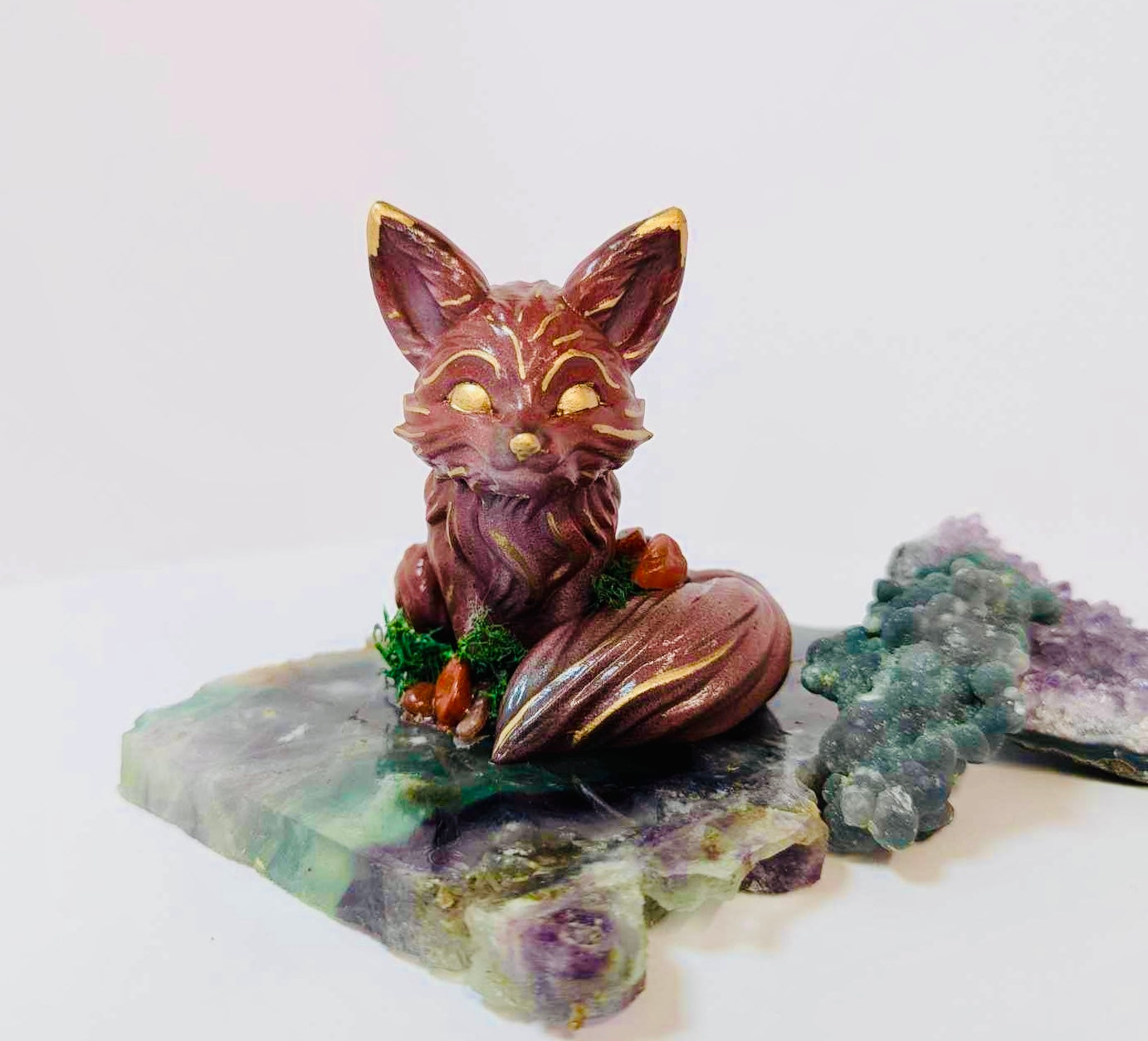 Magical red and gold crystal Fennec fox 8cm