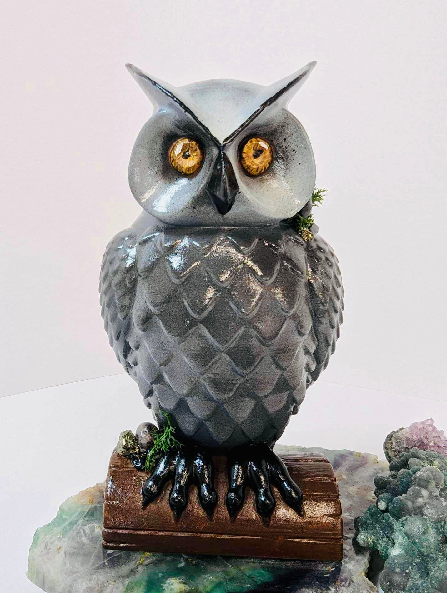 Crystal grey owl 15cm