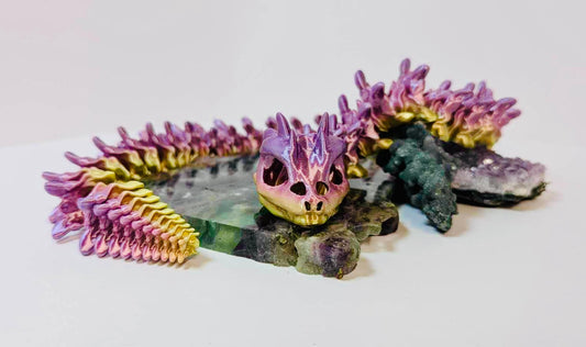 Articulated bony basilisk purple and yellow 49cm