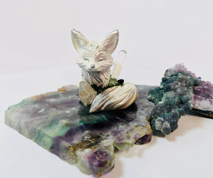 Magical white and silver crystal Fennec fox 6cm