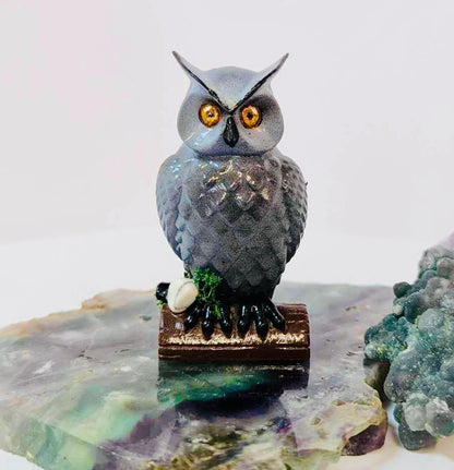 Crystal grey owl 7cm