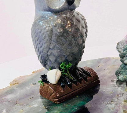 Crystal grey owl 7cm