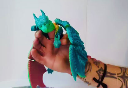 Dragon articulated hand puppet rainbow